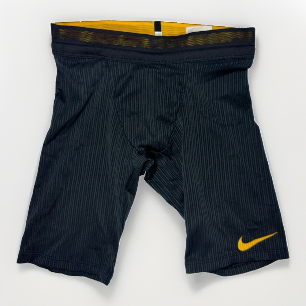 Nike Men's Dri-FIT Compression Shorts Black Yellow Athletic Training Small